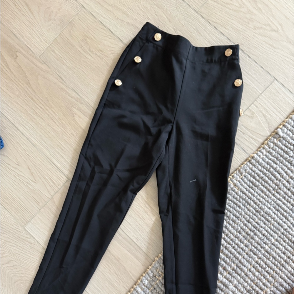 Zara Black Pants with Gold Buttons